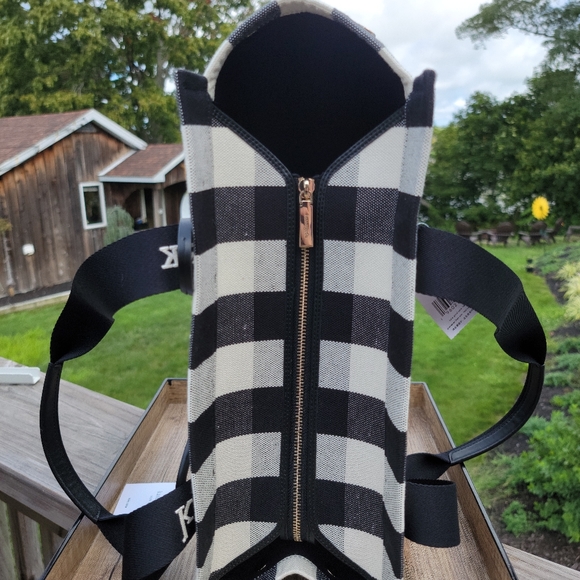 ♠️Kate Spade Gingham Large Canvas Tote Black NWT - Picture 5 of 12